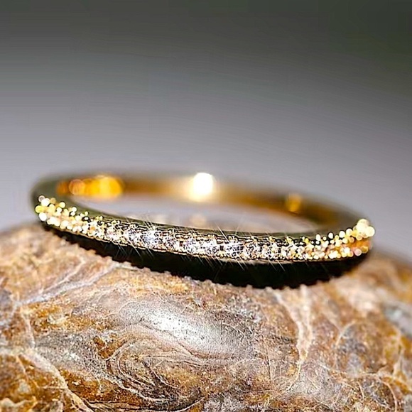 Gold Cubic Zircon Ring Minimalist, Dainty Diamond - Picture 1 of 4